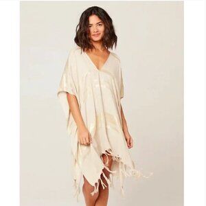 LSPACE Seaport Cover Up Cream Metallic Tassel Boho Dress (size XS/S) NWT